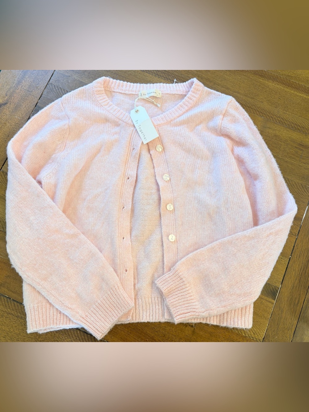 Nwt By Together Soft Pink Crewneck Button Cardigan Sweater